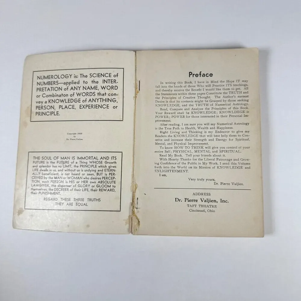 Numerical Astrology by Dr. Pierre Valjien 1932 Vintage book softcover VERY RARE